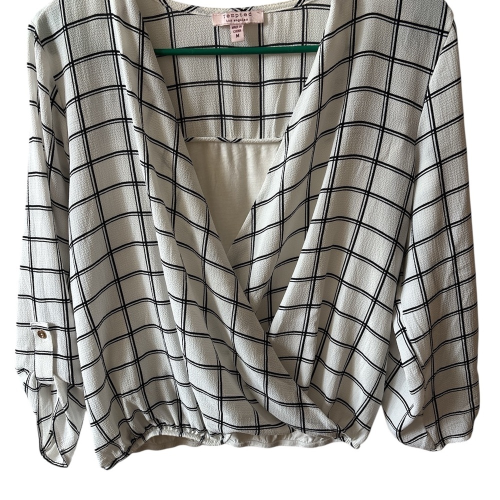 Tempted Black and White Grid Blouse